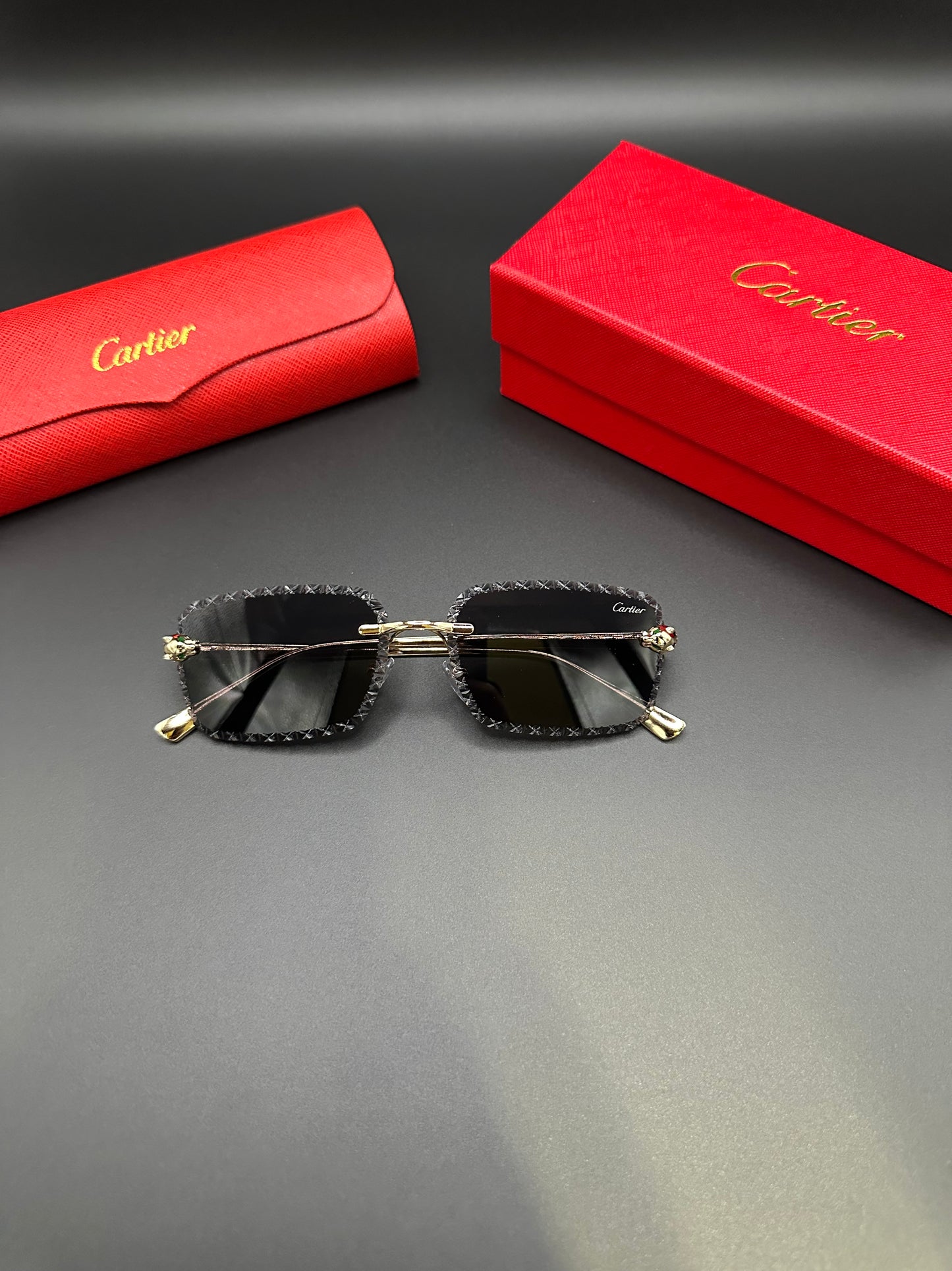 CARTIER Faceted Panther Sunglasses